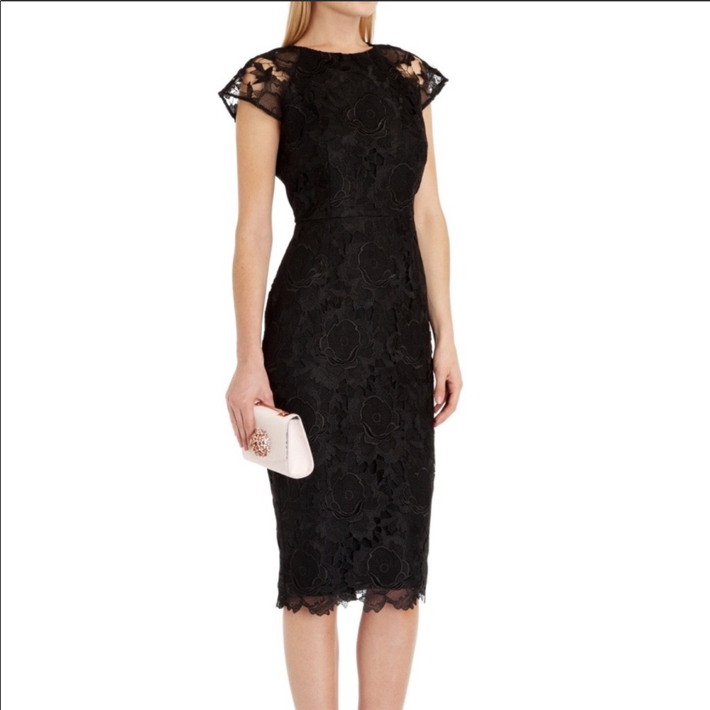 NWOT Ted Baker Raenna fitted black lace dress 1